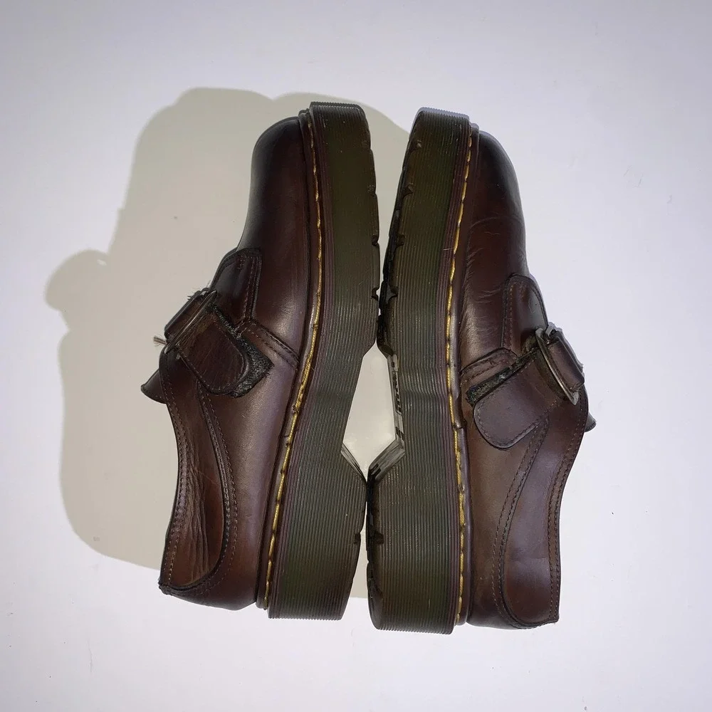 Dr. Martens Shoes Mens UK 10 Brown Leather Buckle Slip On Loafers England 8314